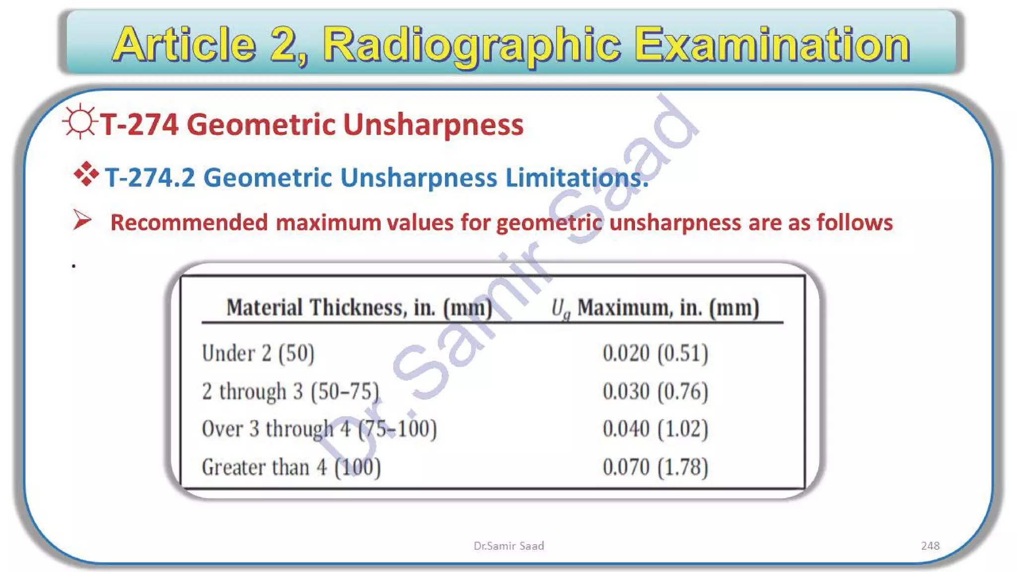 ASNT Radiographic Film Interpretation (RTFI) Notes-Dr. Samir Saad