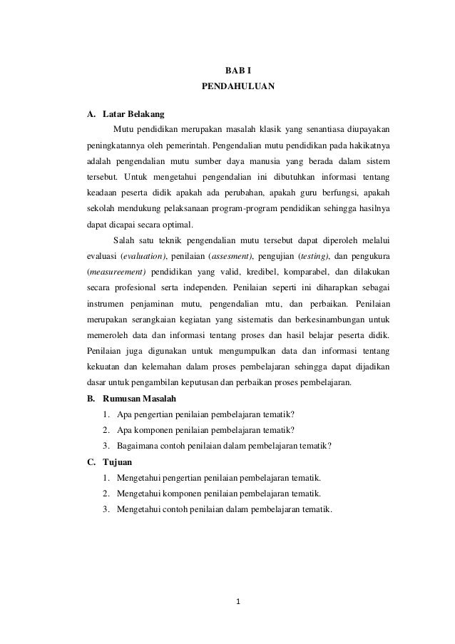 Makalah Penilaian Dalam Pembelajaran Tematik