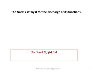 The Norms set by it for the discharge of its functions
Section 4 (1) (b) (iv)
57Raman Sharma : jkrtiact@gmail.com
 