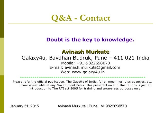 THE RTI ACT 2005 PRESENTATION