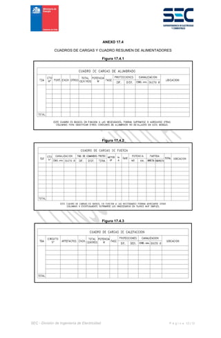 SEC - División de Ingeniería de Electricidad P á g i n a 12 | 13
ANEXO 17.4
CUADROS DE CARGAS Y CUADRO RESUMEN DE ALIMENTADORES
Figura 17.4.1
Figura 17.4.2
Figura 17.4.3
 