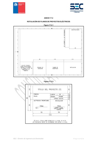 SEC - División de Ingeniería de Electricidad P á g i n a 9 | 13
ANEXO 17.2
ROTULACIÓN DE PLANOS DE PROYECTOS ELÉCTRICOS
Figura 17.2.1
Figura 17.2.2
 