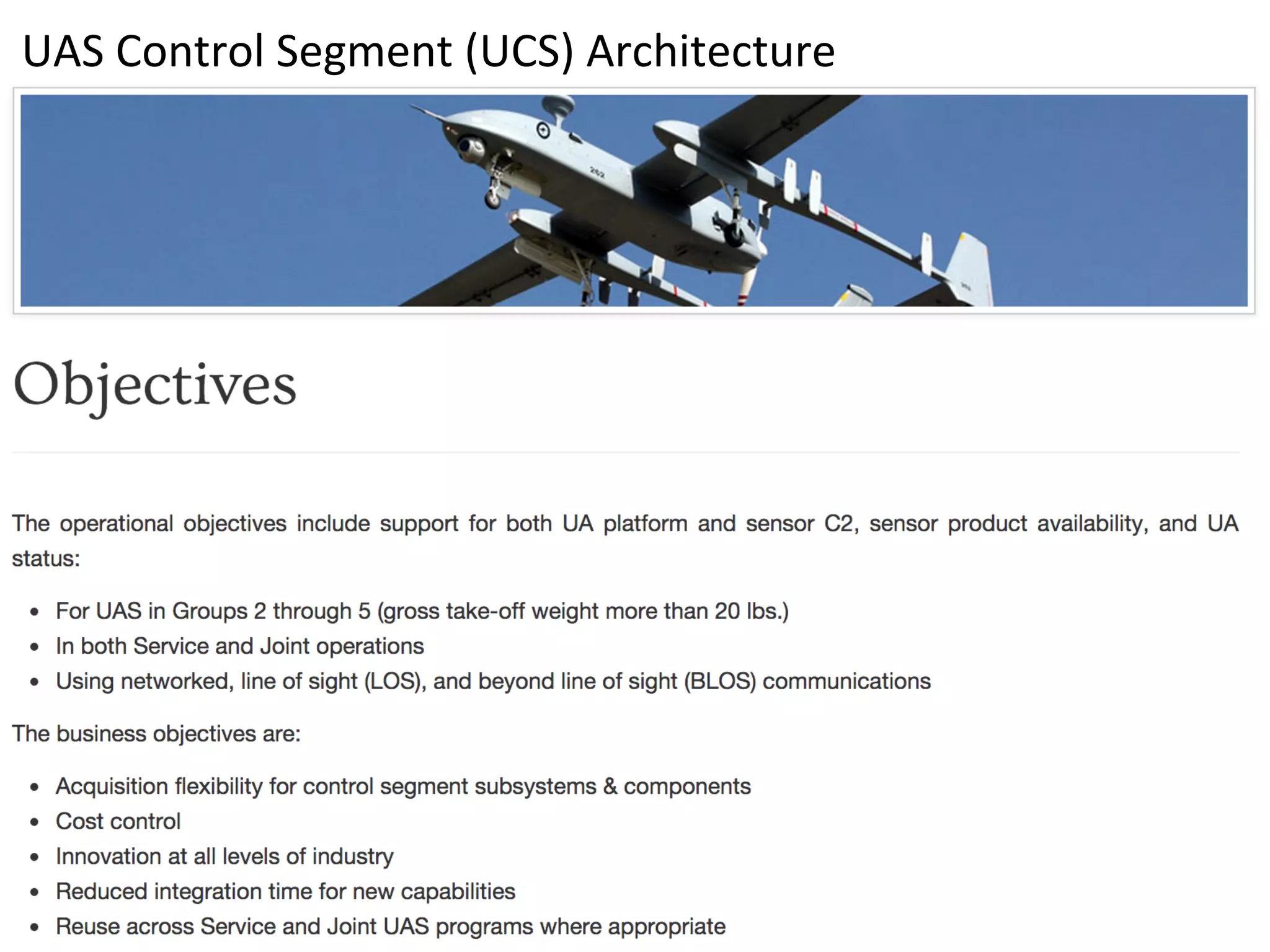 UAS 
Control 
Segment 
(UCS) 
Architecture 
 