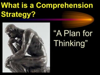 What is a Comprehension
Strategy?

             “A Plan for
             Thinking”
 