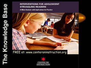 The Knowledge Base




                     FREE at: www.centeroninstruction.org
 