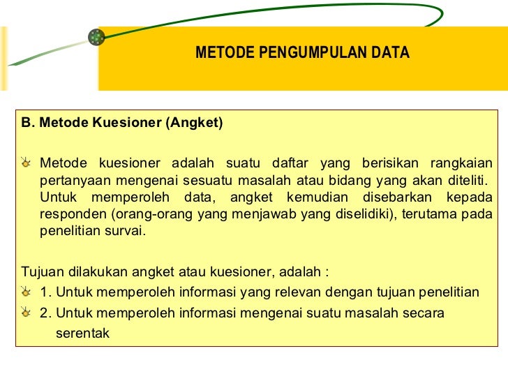 Materi Kuliah Metodologi Penelitian Metode Pengumpulan Data