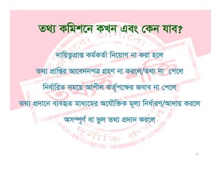 Z_¨ Kwgk‡b KLb Ges †Kb hve?Z_¨ Kwgk‡b KLb Ges †Kb hve?
`vwqZcvß Kg©KZ©v wb‡qvM bv Kiv n‡j`vwqZ¡cÖvß KgKZv wb‡qvM bv Kiv n‡j
Z_¨ cÖvwßi Av‡e`bcÎ MÖnY bv Ki‡j/Z_¨ bv †c‡jn /
wba©vwiZ mg‡q Avcxj KZ©„c‡ÿi Reve bv †c‡j
Z_¨ cÖ`v‡b e¨eüZ gva¨‡gi A‡hŠw³K g~j¨ wba©viY/Av`vq Ki‡j
Am¤úY© ev fj Z_¨ c`vb Ki‡jAm¤ú~Y ev fzj Z_¨ cÖ`vb Ki‡j
12
 