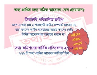 Z_¨ cÖvwßi Rb¨ mwVK Av‡e`b †Kb cÖ‡qvRb?
wUAvBwe cwiPvwjZ Rwic
B B ©Ask †bIqv 44.2 kZvskB AvBb m¤ú‡K© Rv‡bb bv;
hviv Rv‡bb AvBb e¨env‡ii AvMÖn Zv‡`i †bB;
w w ©ówbw`©ó Av‡e`bcÎ e¨envi K‡ib bv|
Z_¨ Kwgk‡bi evwl©K cÖwZ‡e`b 2012
wU w wU © w676 wU Z_¨ cÖvwßi Av‡e`b ÎæwUc~Y© wQj
9
 