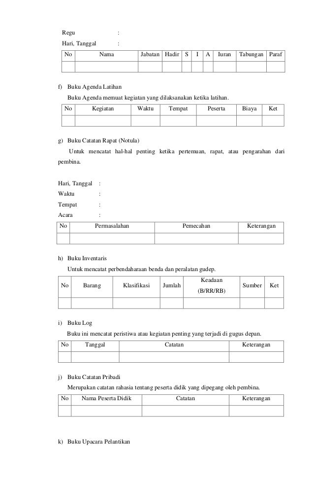 Contoh Buku Agenda Surat Masuk Dan Surat Keluar Pramuka