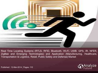Real Time Locating Systems (RTLS, RFID, Bluetooth, Wi-Fi, UWB, GPS, IR, NFER,
ZigBee and Emerging Technologies) and Application (Manufacturing, Healthcare,
Transportation & Logistics, Retail, Public Safety and Defense) Market
Published : 12-Mar-2014 Pages: 110
 