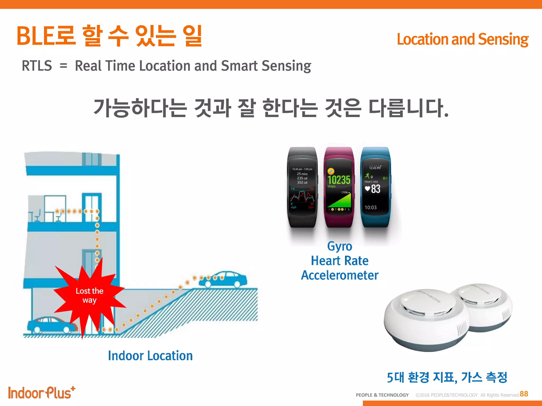 88PEOPLE & TECHNOLOGY © 2016 PEOPLE&TECHNOLOGY All Rights Reserved.
RTLS = Real Time Location and Smart Sensing
Lost the
way
가능하다는 것과 잘 한다는 것은 다릅니다.
 