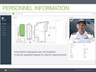 2014 © Intrasys (Pte.) Ltd. http://www.intrasys.com.sg
PERSONNEL INFORMATION
Information displayed are not finalized.
It will be updated based on client’s requirements.
 