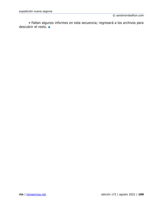 expedición nueva segovia
© sandinorebellion.com
rtn | temasnicas.net edición 172 | agosto 2022 | 109
• Faltan algunos informes en esta secuencia; regresará a los archivos para
descubrir el resto. ■
 
