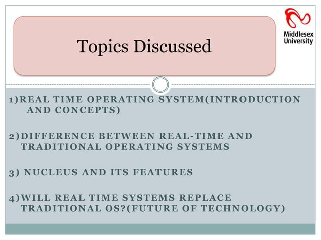 Real Time Operating Systems | PPTX