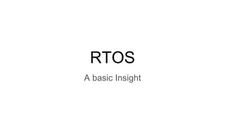 RTOS
A basic Insight
 
