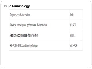 PCR Terminology
 