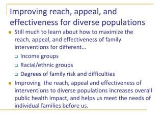 Effects of TP workshop on disobedience Morawska, A., Haslam, D., Milne, D., & Sanders, M.R. (in press). Effects of a Brief Parenting Discussion Group for Parents of Young Noncompliant Children. Journal of Developmental & BehavioralPediatrics.Lower level of conduct problemsLess dysfunctional parenting Less angerLess conflict over parentingHigh consumer satisfaction Effect sizes up to d=1.6Child behavior problems - intensity