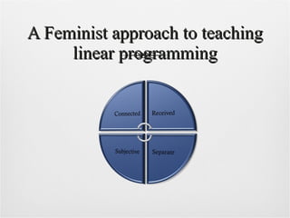 A Feminist approach to teaching linear programming 