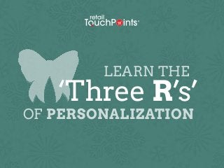 LEARN THE
OF PERSONALIZATION
‘Three R’s’
 