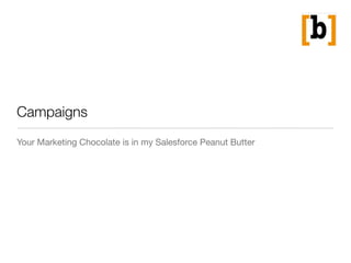 Campaigns
Your Marketing Chocolate is in my Salesforce Peanut Butter
 