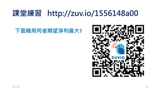 身為一個賭徒(交易員)
“賭” 最佳化!
身為一個數學家
“資金管理” 最佳化!
2017/03 122
 
