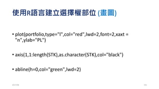 不用考慮策略，只考慮採用什麼條件機率!?
• 條件：2017年01月13號周五
• 條件：周一~周五: 紅K or 綠K?
2017/03 191
 