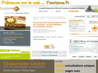 Présence sur le web …
En 2012,
3411 consultations uniques
4370 pages vues
 