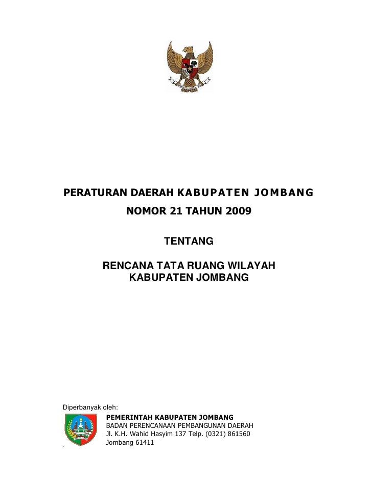 Rencana Tata Ruang Wilayah Kabupaten Jombang