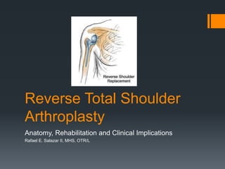 Reverse Total Shoulder
Arthroplasty
Anatomy, Rehabilitation and Clinical Implications
Rafael E. Salazar II, MHS, OTR/L
 