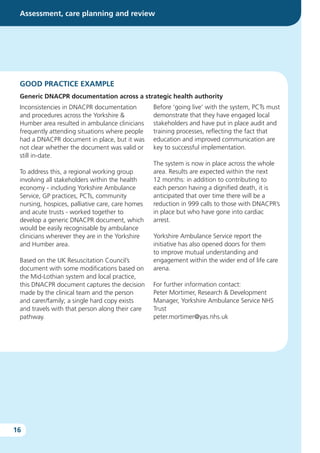 Dnacpr Process Map The route to success in end of life care - achieving quality in ...