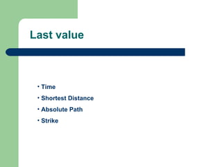 Last value Time Shortest Distance Absolute Path Strike 