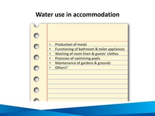 Typical power use in a hotel
Total energy used in a typical
hotel
Total energy used in a typical
hotel from electricity
AHU = Air Handling Unit
FCU = Fan Coil Unit
Both AHU and FCU are associated with room air-conditioning
Source: City of Melbourne 2007, Energy Wise Hotels: Toolkit December 2007, City of Melbourne, Australia
 