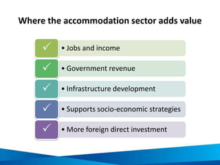 Vietnam accommodation sector at a glance
increase on average
people employed in
accommodation
and food service in 2011
15.9%
2,056,000
235,000
hotel rooms
in 2010
in room supply over
the last decade
 