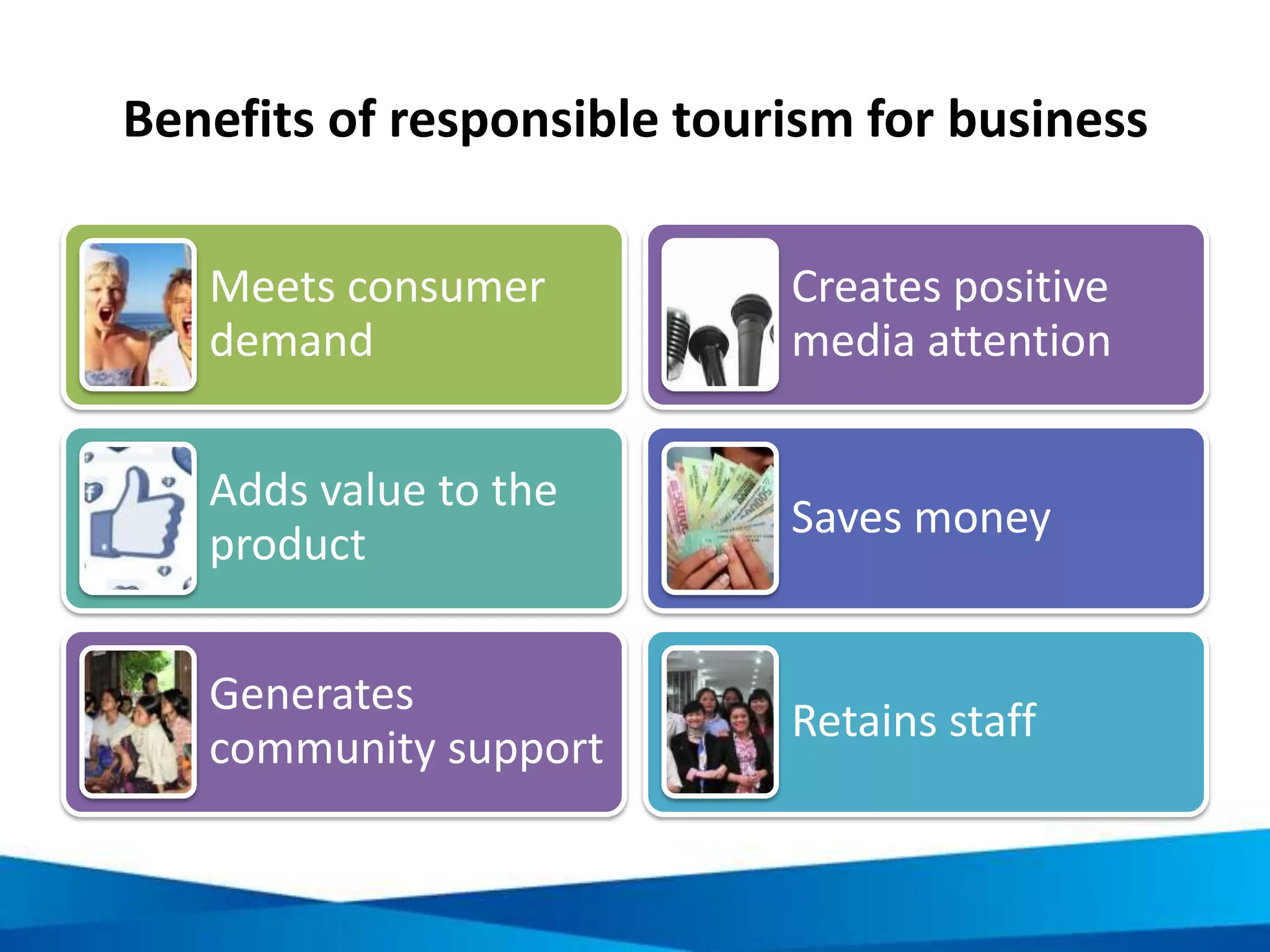 Environmental guiding principles
• Assess environmental impacts
• Use local resources
sustainably, avoid waste & over-
consumption
• Maintain and encourage natural
diversity
• Promote education and
awareness for sustainable
development
• Raise the capacity of all
stakeholders
 