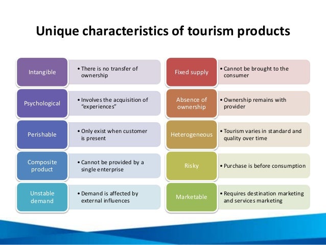 characteristics of tourism product with examples