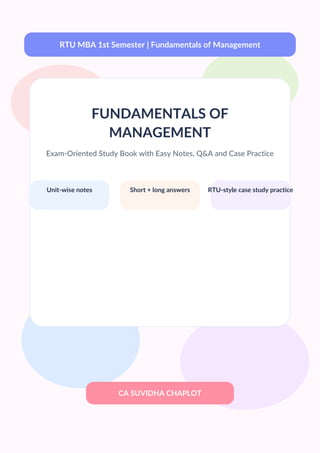 Study GuideFundamentals of Management RTU MBA 1st Sem Notes, Questions ...