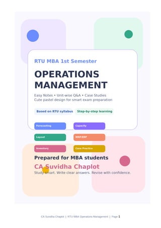 Comprehensive RTU MBA Operations Management Guide for Exam Success | PDF