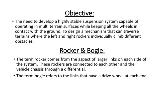Rocker Buggie Presentation on All Terrain Vehicle (Rocker Bogie Mechanism) | PPTX ...
