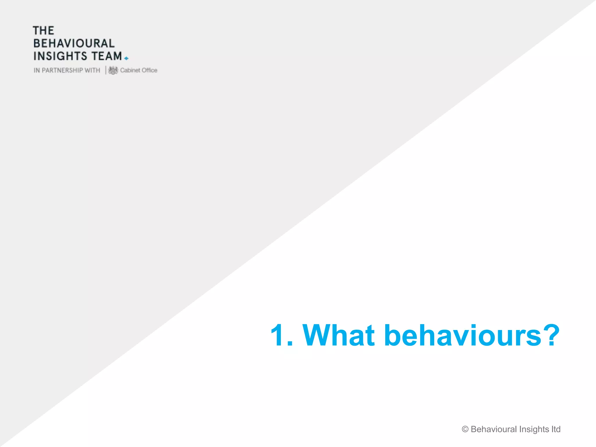 © Behavioural Insights ltd
1. What behaviours?
 