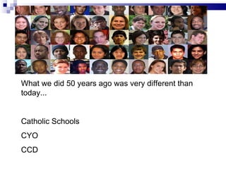 What we did 50 years ago was very different than today... Catholic Schools CYO CCD 