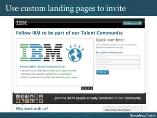 Use custom landing pages to invite
 