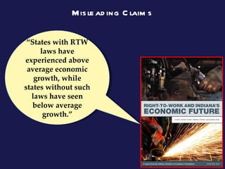 Misleading Claims “ States with RTW laws have experienced above average economic growth, while states without such laws have seen below average growth.” 