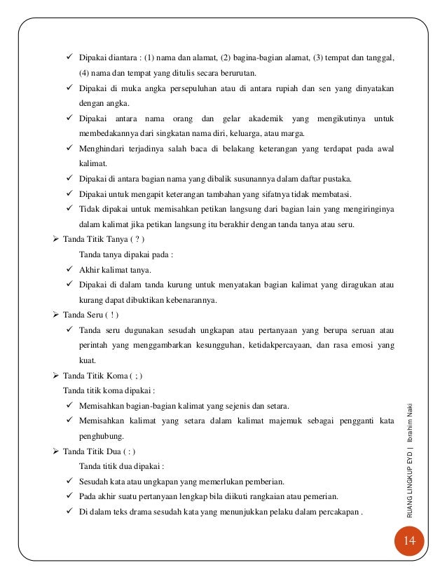 Ruang Lingkup Ejaan Yang Disempurnakan Eyd