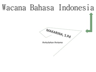 Wacana Bahasa Indonesia 
Perkuliahan Pertama 
 