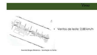 Verao
• Ventos de leste: 2,88 km/h
Avenida Borges Medeiros – Ventilação no Verão
 