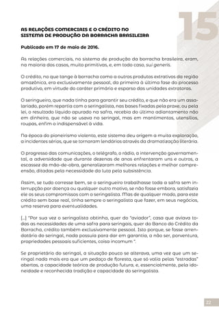 22
AS RELAÇÕES COMERCIAIS E O CRÉDITO NO
SISTEMA DE PRODUÇÃO DA BORRACHA BRASILEIRA
Publicado em 17 de maio de 2016.
As re...