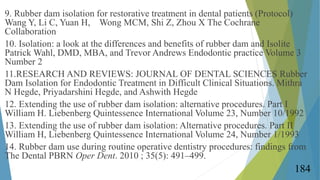 9. Rubber dam isolation for restorative treatment in dental patients (Protocol)
Wang Y, Li C, Yuan H, Wong MCM, Shi Z, Zho...
