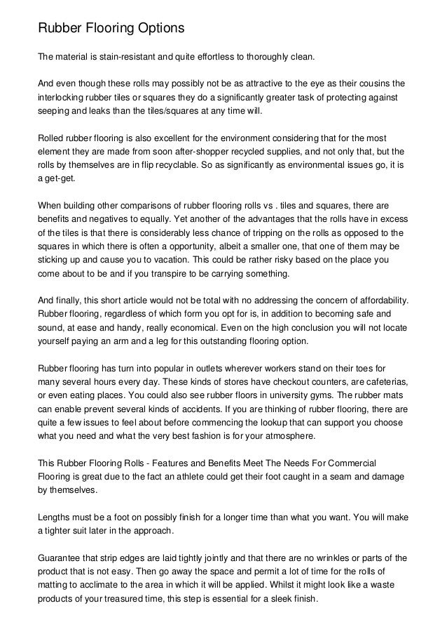 Rubber Flooring Options