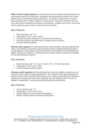 Rubber gasket catalogue PDF