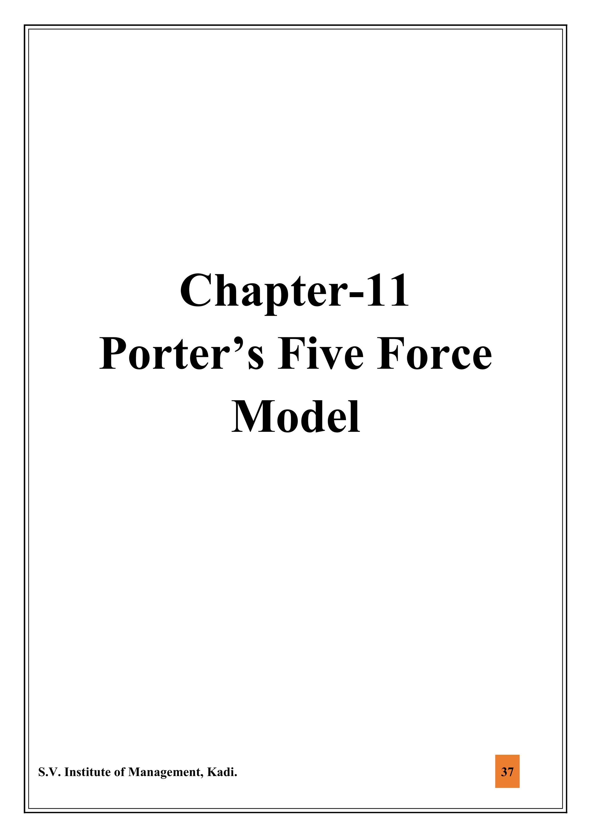 S.V. Institute of Management, Kadi. 37
Chapter-11
Porter’s Five Force
Model
 